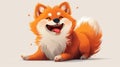 A happy Pomeranian dog on a white background. Illustration