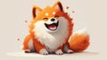 A happy Pomeranian dog on a white background. Illustration