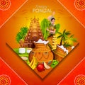 Happy Pongal festival of Tamil Nadu India background Royalty Free Stock Photo