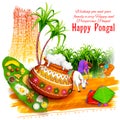 Happy Pongal greeting background Royalty Free Stock Photo