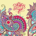 Happy pongal handwritten inscription on floral paisley pattern