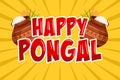 Happy Pongal harvest festival celebration Cartoon background with traditional clay pots Royalty Free Stock Photo