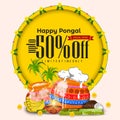Happy Pongal Harvest Festival of Tamil Nadu South Indian Background Design. Vector illustration