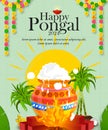 Happy Pongal Holiday background for the celebration of Hindu festival. Vector illustration Royalty Free Stock Photo