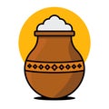 happy pongal holiday harvest festival of south india logo icon design flat vector illustration