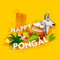 Happy Pongal Holiday Harvest Festival of Tamil Nadu South India greeting background Royalty Free Stock Photo