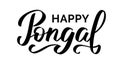 Happy Pongal - indian holiday hand-written text, words, typography, calligraphy, hand-lettering.