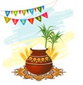 Happy Pongal South Indian harvesting festival greeting card