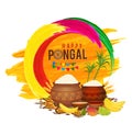 Happy Pongal South Indian Harvesting Festival greeting card.