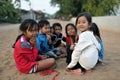 Happy poor cute girl in asia village, Cambodia