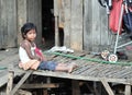 Happy poor smile girl in asia traditional village, Cambodia