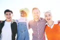 Happy portrait of Smiling group of multicultural friends looking at the camera. Cheerful multi-ethnic happy Royalty Free Stock Photo