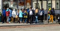 Happy positive children during sightseeing tour in old European