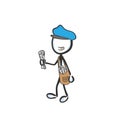 Happy postman. Vector simple post services newspaper delivery job. Stickman no face clipart cartoon. Hand drawn. Doodle sketch,