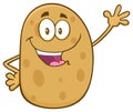 Happy Potato Cartoon Character Waving