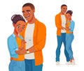 Happy pregnant African American couple with pregnancy test. Vector illustration. Royalty Free Stock Photo