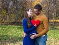 Happy pregnant couple hugging each other Royalty Free Stock Photo