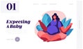 Happy Pregnant Relaxed Woman with Big Belly Sit in Lotus Pose Doing Yoga Asana. Female Character Waiting Baby, Happy Pregnancy Royalty Free Stock Photo