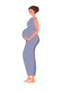 Happy pregnant woman. Cute smiling female character. Waiting for boy or girl. Lady in motherhood. Pregnant woman, future