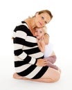 Happy pregnant woman with daughter. Royalty Free Stock Photo