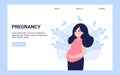 Happy pregnant woman. Flat vector cartoon character illustration concept. Can use for landing page, template, web, app, poster, Royalty Free Stock Photo