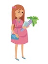 Happy Pregnant Woman with food. Flat Vector Illustration