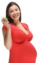 Happy pregnant woman with green apple Royalty Free Stock Photo