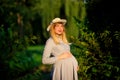 Happy pregnant woman outdoor Royalty Free Stock Photo