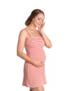 Happy pregnant woman touching her belly Royalty Free Stock Photo