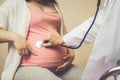 Pregnant Woman and Gynecologist Doctor at Hospital Royalty Free Stock Photo