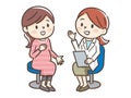 Happy pregnant woman visit gynecologist doctor at hospital or medical clinic for pregnancy consultant