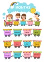 Happy preschool kids with the train months Royalty Free Stock Photo