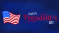 Happy President Day in american style on blue background. Patriotic illustration. Blue abstract background. American national