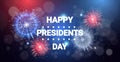 Happy president day concept united states holiday celebration fireworks in national flag colors greeting card flat