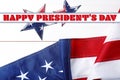 Happy President`s Day - federal holiday. American flag and text on white wooden background, top view Royalty Free Stock Photo