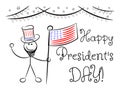 Happy president `s day sketch greeting card isolated