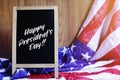 Happy President`s Day Typography and USA Flag Scene Royalty Free Stock Photo