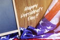 Happy President`s Day Typography and USA Flag Scene Royalty Free Stock Photo