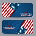 Happy Presidents day banner card design set. USA flag and lettering. American public holiday.