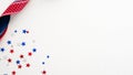 Happy Presidents Day banner mockup with confetti stars and ribbon. USA Independence Day, American Labor day, Memorial Day, US Royalty Free Stock Photo