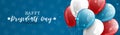 Happy Presidents day banner or website header. Newsletter design decor. USA national public holiday concept balloons.