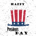 Happy Presidents Day Black Lettering Typography with burst on a Old Textured Background. Vector illustration for cards Royalty Free Stock Photo