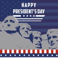 Happy Presidents Day card with Rushmore four presidents background