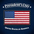 Happy Presidents Day greeting card. USA Flag on jeans fabric. Vector illustration.