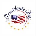 Happy Presidents Day hand drawn text lettering for Presidents day in USA vector illustration graphic design. Colorful calligraphic Royalty Free Stock Photo