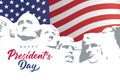 Happy Presidents Day with Mount Rushmore and flag USA