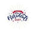 Happy Presidents Day with stars and ribbon. Vector illustration Hand drawn text lettering for Presidents day in USA Royalty Free Stock Photo