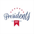 Happy Presidents Day text lettering for Presidents day in USA vector illustration graphic design. US President celebration Royalty Free Stock Photo