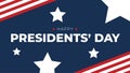 Happy Presidents` Day Text with Patriotic Stars and Stripes Background Royalty Free Stock Photo