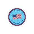 Happy Presidents Day USA flag colorful stamp icon. Thin line art design, Vector flat illustrations